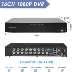 img 3 attached to 📹 16CH AHD/TVI/CVI/Аналоговый/IP HD 1080P 2.0MP Цифровой видеорегистратор CCTV Security DVR с удаленным доступом, обнаружением движения и сигнализацией - Совместим с AHD/TVI/CVI/IP камерами разрешением 1080P и 960H (Жесткий диск не включен)