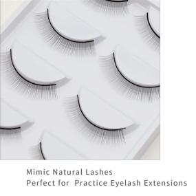 img 3 attached to 👁️ EMEDA 25 Pairs Practice Lashes: Ideal Eyelash Extensions Training Supplies for Mannequin Head - Natural-Looking Self-Adhesive Eye Lash Strips in 5 Bulk Packs