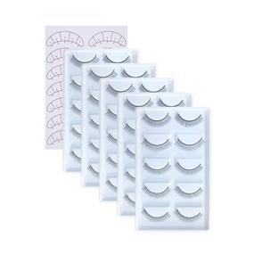 img 4 attached to 👁️ EMEDA 25 Pairs Practice Lashes: Ideal Eyelash Extensions Training Supplies for Mannequin Head - Natural-Looking Self-Adhesive Eye Lash Strips in 5 Bulk Packs