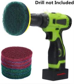 img 3 attached to 💦 DUOSHIDA 5 Inch Drill Powered Brush Tile Scrubber Cleaning Kit, 2 Different Stiffness, 5-Inch Disc Pad Holder with 6 Scrubbing Pads, Ideal for Deep Cleaning Large Flat Areas (5-inch)