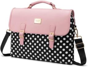 img 4 attached to 🎒 LOVEVOOK Women's Laptop Bag 15.6 Inch with Trolley Sleeve - Polka Dots Pink Messenger Bag, Super Cute Laptop Sleeve