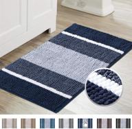 🛁 ванная коврик navy gradient stripe chenille, flamingo p super cozy shag - машинная стирка из микрофибры, пушистый, очень впитывающий коврик с антискользящим основанием для ванной комнаты и прачечной (20×32 дюйма, navy) логотип