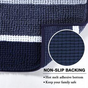 img 2 attached to 🛁 Navy Gradient Stripe Chenille Bath Rug, Flamingo P Super Cozy Shag - Machine Washable Microfiber Plush Bathmat, Highly Absorbent Mat with Non-Slip Backing for Bathroom Laundry (20×32 inch, Navy)