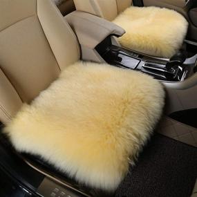 img 3 attached to 🐑 Minisoo Wool Car Seat Cushions: Soft and Fluffy Sheepskin Seat Cover Pad for Ultimate Comfort (18 inch x 18 inch)