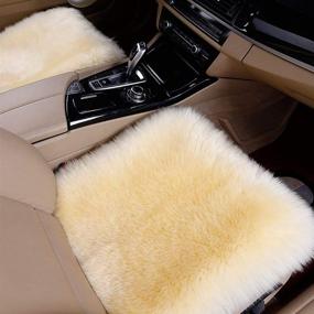 img 1 attached to 🐑 Minisoo Wool Car Seat Cushions: Soft and Fluffy Sheepskin Seat Cover Pad for Ultimate Comfort (18 inch x 18 inch)