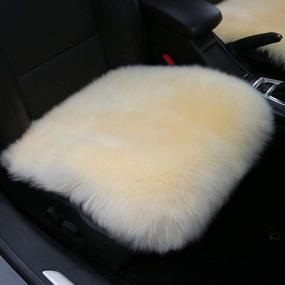 img 4 attached to 🐑 Minisoo Wool Car Seat Cushions: Soft and Fluffy Sheepskin Seat Cover Pad for Ultimate Comfort (18 inch x 18 inch)