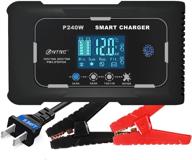 lifepo4 charger 12v/15a 24v/10a pb(agm/gel/lead) car battery charger - fully automatic smart charger with lcd display and pulse repair - ideal trickle charger and battery maintainer logo