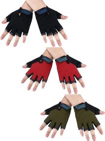 img 4 attached to 🧤 Children's Cycling Gloves - Non-Slip Gel Half Finger Sport Gloves for Kids - Pack of 3 Pairs