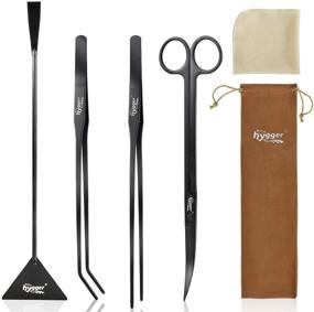 img 4 attached to 🐠 Enhance Your Aquatic Experience with hygger Long Stainless Steel Premium Aquarium Tools: 4 PCS Aquatic Plant Tweezers Scissors Spatula Kits + Bonus Cleaning Cloth - Perfect for Fish Tank Starters!