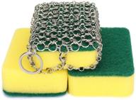 🧽 efficient nktm stainless steel chainmail scrubber with sponges - ideal for cleaning cast iron pans, skillets, and dutch ovens logo