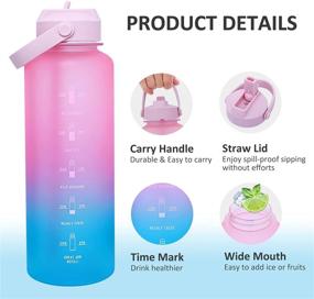 img 2 attached to 🏃 DUIERA 40oz Water Bottle Motivational with Time Marker & Straw Leakproof Tritan BPA Free Water Jug for Fitness, Gym, and Outdoor Sports - Light Pink/Green