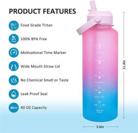 img 3 attached to 🏃 DUIERA 40oz Water Bottle Motivational with Time Marker & Straw Leakproof Tritan BPA Free Water Jug for Fitness, Gym, and Outdoor Sports - Light Pink/Green