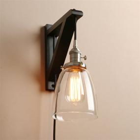 img 3 attached to 🛋️ Rustic Wall Sconce with On Off Switch - Pathson Plug in Wall Light, Industrial Bedside Wall Lamp Fixtures for Living Room, Bedroom, TV Wall, Hotel (Brushed Steel)