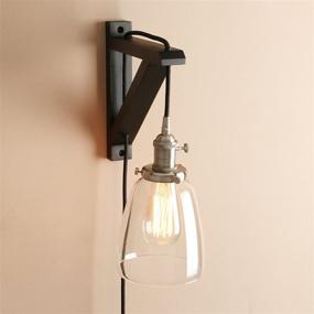 img 2 attached to 🛋️ Rustic Wall Sconce with On Off Switch - Pathson Plug in Wall Light, Industrial Bedside Wall Lamp Fixtures for Living Room, Bedroom, TV Wall, Hotel (Brushed Steel)