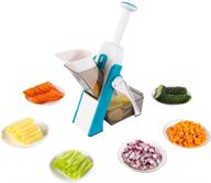 🥔 once for all mandoline vegetable slicer: adjustable thickness, safe blue potato onion chopper & upright dicer fruit logo