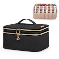 💅 yarwo portable double layer nail polish organizer bag - storage case for 24 bottles (15ml/0.5 fl.oz) nail polish and nail art accessories - black (bag only, patented design) logo