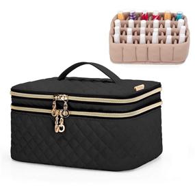 img 4 attached to 💅 YARWO Portable Double Layer Nail Polish Organizer Bag - Storage Case for 24 Bottles (15ml/0.5 fl.oz) Nail Polish and Nail Art Accessories - Black (BAG ONLY, PATENTED DESIGN)