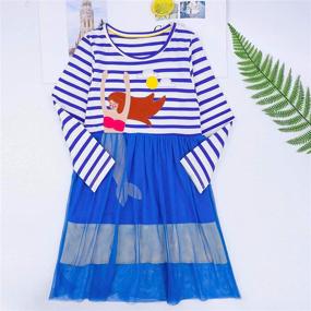 img 2 attached to 👗 Cotton Dresses for Girls | Auranso Sleeve Rainbow Clothing