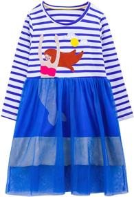 img 4 attached to 👗 Cotton Dresses for Girls | Auranso Sleeve Rainbow Clothing