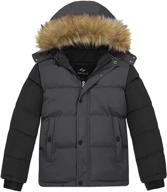 🧥 farvalue boys water resistant winter coat - warm quilted puffer jacket with hooded parka design - thicken down jacket for boys logo