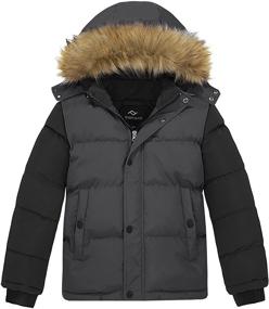 img 4 attached to 🧥 FARVALUE Boys Water Resistant Winter Coat - Warm Quilted Puffer Jacket with Hooded Parka Design - Thicken Down Jacket for Boys