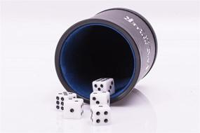 img 1 attached to 🎲 Premium Professional Dice Cup Set - Black Leatherette Exterior with Luxurious Blue Velvet Interior, Includes 5 Complimentary 6-Sided Dice