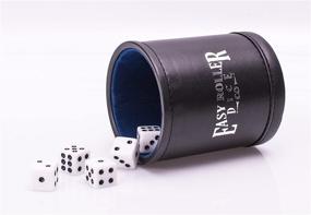 img 2 attached to 🎲 Premium Professional Dice Cup Set - Black Leatherette Exterior with Luxurious Blue Velvet Interior, Includes 5 Complimentary 6-Sided Dice