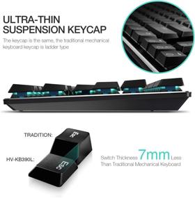 img 1 attached to 💻 HAVIT Backlit Wired Gaming Keyboard: Ultra-Thin & Light Mechanical Keyboard with Latest Low Profile Kailh Blue Switches - 87 Keys N-Key Rollover (Black)