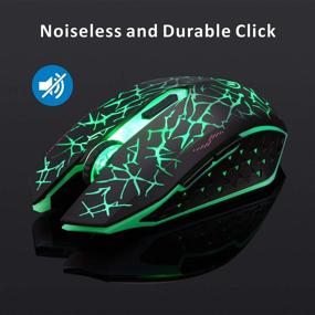 img 2 attached to 🖥️ Wireless Gaming Mouse TENMOS K6 - Rechargeable, Silent, LED Optical Computer Mice with USB Receiver, 3 DPI Levels, 6 Buttons - Auto Sleeping, Laptop/PC/Notebook Compatible (Green Light)