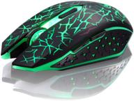 🖥️ wireless gaming mouse tenmos k6 - rechargeable, silent, led optical computer mice with usb receiver, 3 dpi levels, 6 buttons - auto sleeping, laptop/pc/notebook compatible (green light) logo