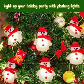 img 2 attached to 🎄 Zaugontw Christmas Snowman String Lights - Festive 10 LED 5.4ft Waterproof Short Plush Lights for Christmas Decorations - Battery Operated