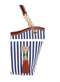 img 1 attached to 👜 Сумка из холста с полосатым дизайном в стиле уличной моды для женщин с одной плечевой лямкой от wenettion