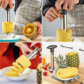 img 1 attached to 🍍 Pineapple Corer and Slicer Combo with Upgraded, Reinforced, and Thicker Stainless Steel Blade - Ideal Peeler and Core Remover Tool for Home & Kitchen