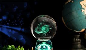 img 1 attached to 🌌 Zulux Galaxy Crystal Ball - LED Lamp Base, Clear 80mm(3 inch) Glass Art - Ideal Galaxy Balls for Kids Birthday Gifts, Teacher Gifts, Anniversary, and Boyfriend's Birthday