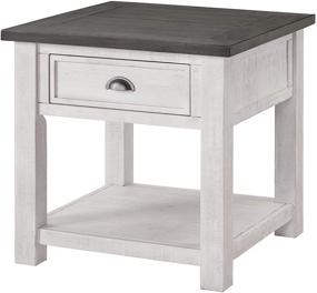 img 4 attached to 🪑 Monterey Solid Wood End Table – White with Grey Top by Martin Svensson Home