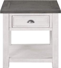 img 3 attached to 🪑 Monterey Solid Wood End Table – White with Grey Top by Martin Svensson Home