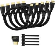 🔌 5 pack high-speed hdmi cables-6ft with 90 degree adapter, gold plated connectors, cord ties for tv pc playstation - supporting ethernet, 3d, 1080p, arc - save money & deliver dazzling quality logo