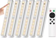 🔆 6 pack remote control under cabinet lights: dimmable 20-led battery operated wireless lighting for closets - stick-on kitchen lights with 3 color modes логотип