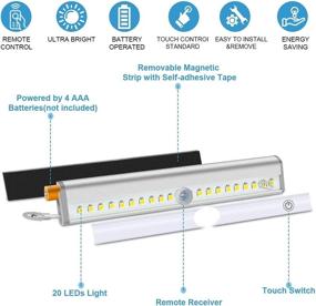 img 3 attached to 🔆 6 Pack Remote Control Under Cabinet Lights: Dimmable 20-Led Battery Operated Wireless Lighting for Closets - Stick-on Kitchen Lights with 3 Color Modes