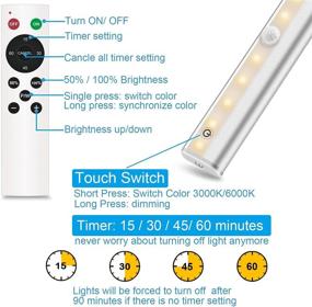 img 2 attached to 🔆 6 Pack Remote Control Under Cabinet Lights: Dimmable 20-Led Battery Operated Wireless Lighting for Closets - Stick-on Kitchen Lights with 3 Color Modes