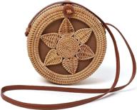 authentic handmade rattan bags: stylish rectangle crossbody handbags & wallets for women logo