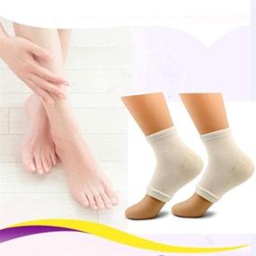 img 1 attached to 🧦 Moisturizing Heel Socks for Cracked Heels - Foot Cream for Dry, Cracked Feet - Gel Socks 4 Pair (Black, White, Pink, Gray)