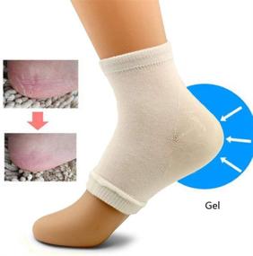 img 2 attached to 🧦 Moisturizing Heel Socks for Cracked Heels - Foot Cream for Dry, Cracked Feet - Gel Socks 4 Pair (Black, White, Pink, Gray)