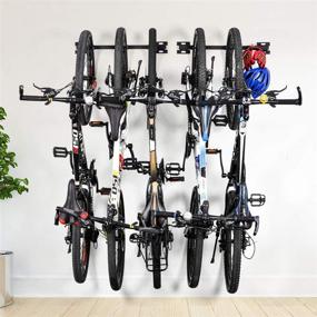 img 2 attached to 🚲 Wall Mount Bike Storage Rack for Garage Organization - Holds 5 Bicycles, Bike Hook with Helmet Holder, Adjustable Bike Hooks - Pack of 2