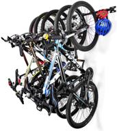🚲 wall mount bike storage rack for garage organization - holds 5 bicycles, bike hook with helmet holder, adjustable bike hooks - pack of 2 logo