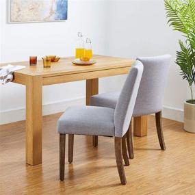 img 1 attached to 🪑 CangLong Gray Wood Leg Upholstered Dining Chair Set of 2 for Kitchen Room - Side Chair for Stylish Comfort