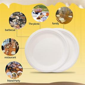 img 2 attached to 🍽️ Disposable Plates, 10 Inch/7.8 In, 50 Count - BBQ Plate, Compostable Paper Plates, Saint wei fei Natural Environmental Protection Disposable Paper Tray for Sugarcane Pulp - Biodegradable Paper Plate