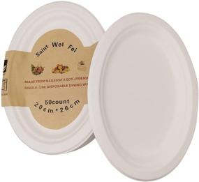 img 4 attached to 🍽️ Disposable Plates, 10 Inch/7.8 In, 50 Count - BBQ Plate, Compostable Paper Plates, Saint wei fei Natural Environmental Protection Disposable Paper Tray for Sugarcane Pulp - Biodegradable Paper Plate
