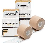 🏋️ kinesio taping tex gold fp - beige - 2 in. x 13 ft - 2 pack: elastic therapeutic athletic tape for effective support and relief логотип