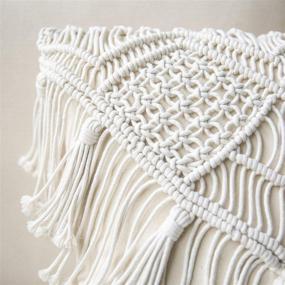 img 3 attached to 🌼 Phantoscope Handmade Crochet Woven Boho Throw Pillow 100% Cotton Farmhouse, Off White, 18 x 18 inches - Includes Insert, Decorative Cushion for Couch Sofa